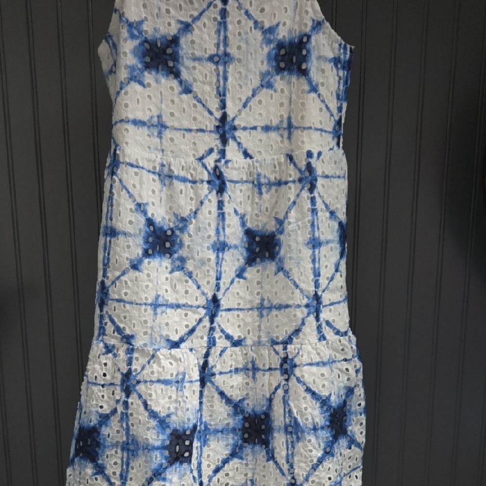 Stylish Kids Sleeveless Dress in Blue and White